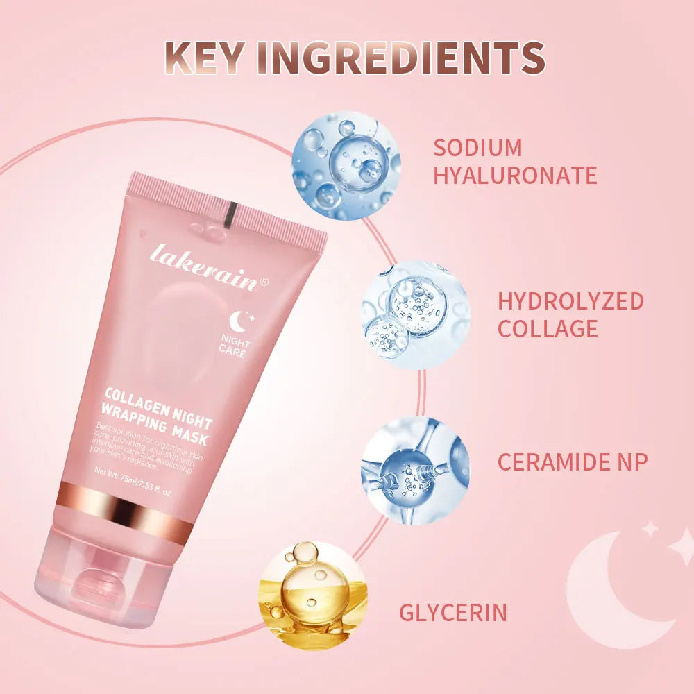 Collagen Night Wrapping Mask Exfoliating Facial Elastic Moisturizing Care Reduce Relaxation Dullness Hydrolyzed Collagen Shiny