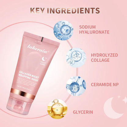 Collagen Night Wrapping Mask Exfoliating Facial Elastic Moisturizing Care Reduce Relaxation Dullness Hydrolyzed Collagen Shiny