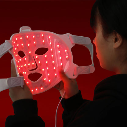460nm 590nm 630nm 850nm Infrared Red Light Therapy Dual Handle LED Facial Mask Wrinkle Remover Skin Tightening Rejuvenation 240