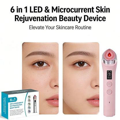 New 6 In 1 Multifunctional Ager Booster Pro Wand Facial Skin Therapy Lights Beauty Tool