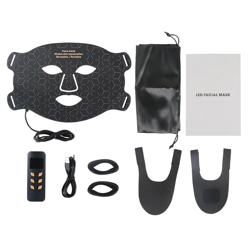 2025 Popular Home Use Therapy Face Device Red Blue Yellow NIR Soft Silicon Red Light Therapy Face Mask