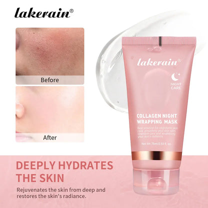 Collagen Night Wrapping Mask Exfoliating Facial Elastic Moisturizing Care Reduce Relaxation Dullness Hydrolyzed Collagen Shiny