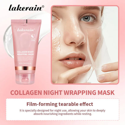 Collagen Night Wrapping Mask Exfoliating Facial Elastic Moisturizing Care Reduce Relaxation Dullness Hydrolyzed Collagen Shiny