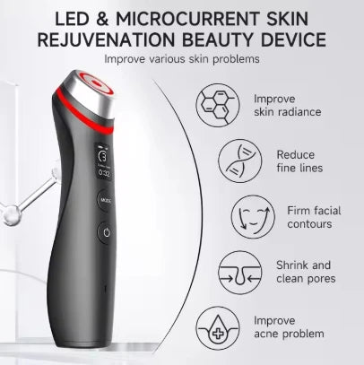Facial Massager 6 in 1 Deep Cleaning Lifting High Frequency Cream Absorption LED Blue Red Light Wave Skin Care Machine Tools