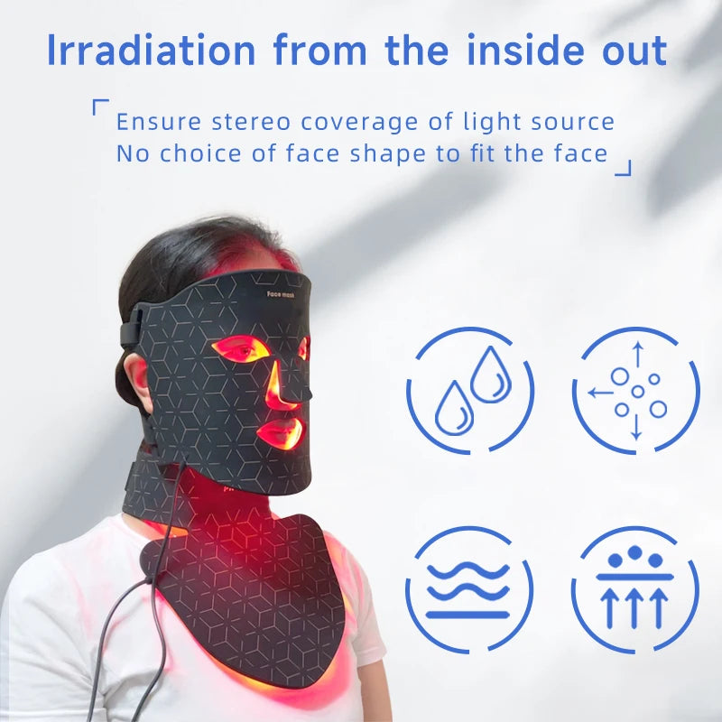 Wholesale Red Light Led Facial Mask Prolonged Computer Users Facial and Neck Set Red Light Face Mask Portable Red Light Mask