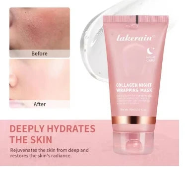 Night Collagen Wrapping Mask Rejuvenation Moisturizing Brightening Korean Face Mask Make Glowy Skin Elasticity Facial Mask