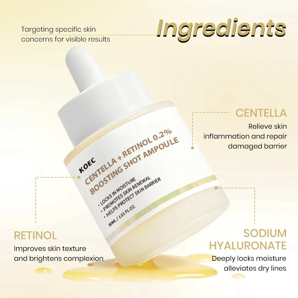KOEC Centella Retinol Boosting Shot Ampoule Serum Repair Soothing Sensitive Skin Care Facial Essence Anti-Aging  Moisturizing