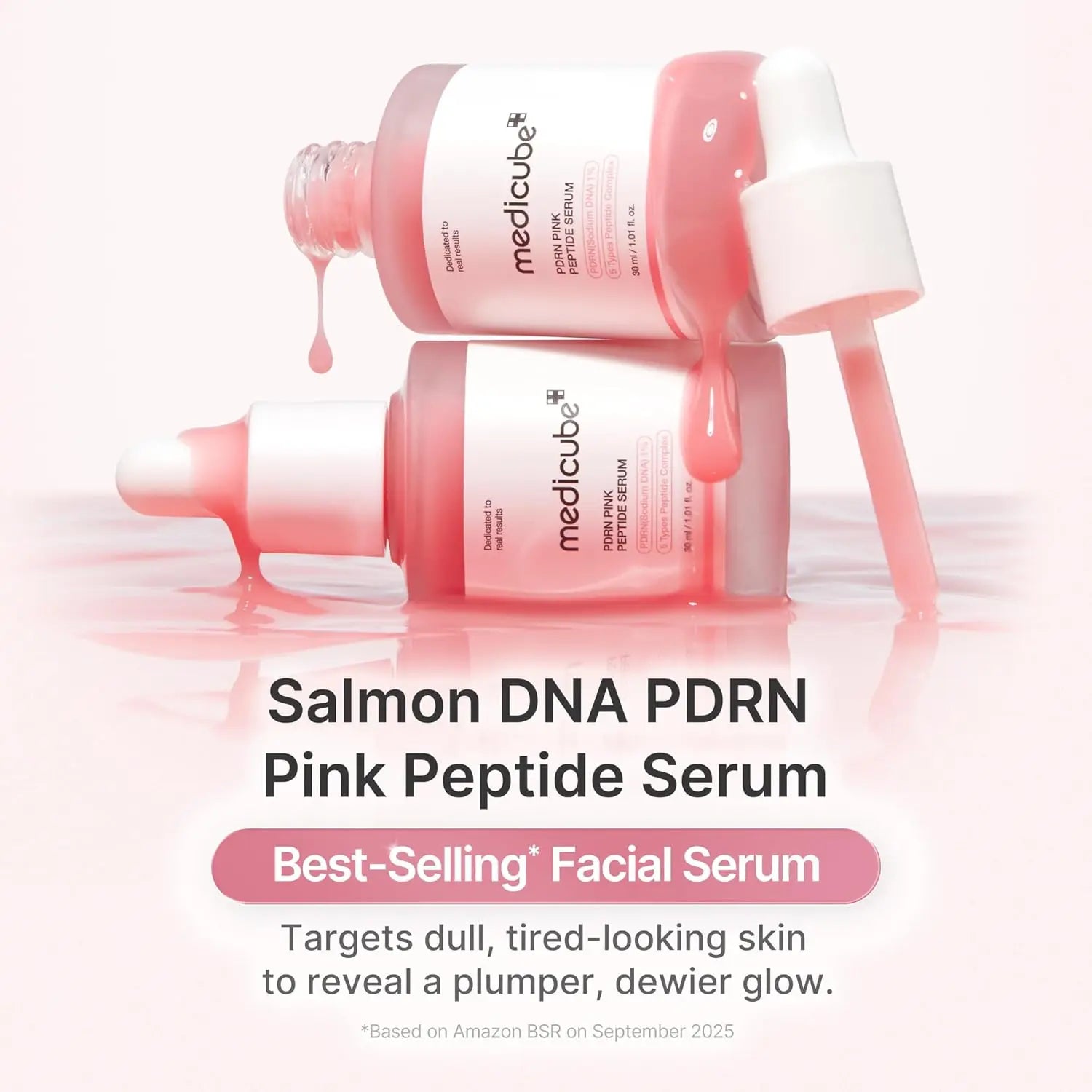medicube Salmon DNAPink Peptide Serum, Pink Glow Serum, Peptide, Niacinamide, Hydrating Moisturizing &amp; Firming Uneven Skin Serum