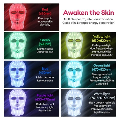 7 Colors LED Face Neck Mask Rechargeable LED Photon Beauty Mask Machine Facial Lifting Skin Care Tool