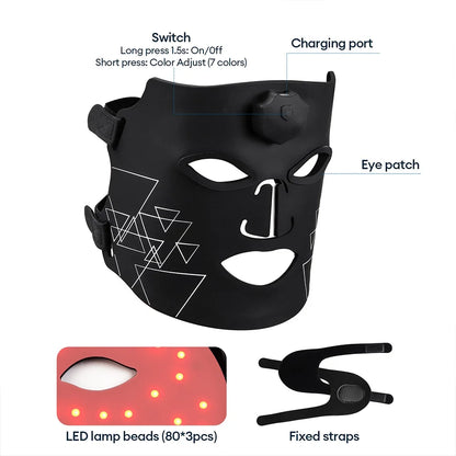 LED Silicone Mask 7 Color LED Facial Beauty Mask Photon Face Mask Anti-aging Repair Skin Firming Silicone Face Mask Machine