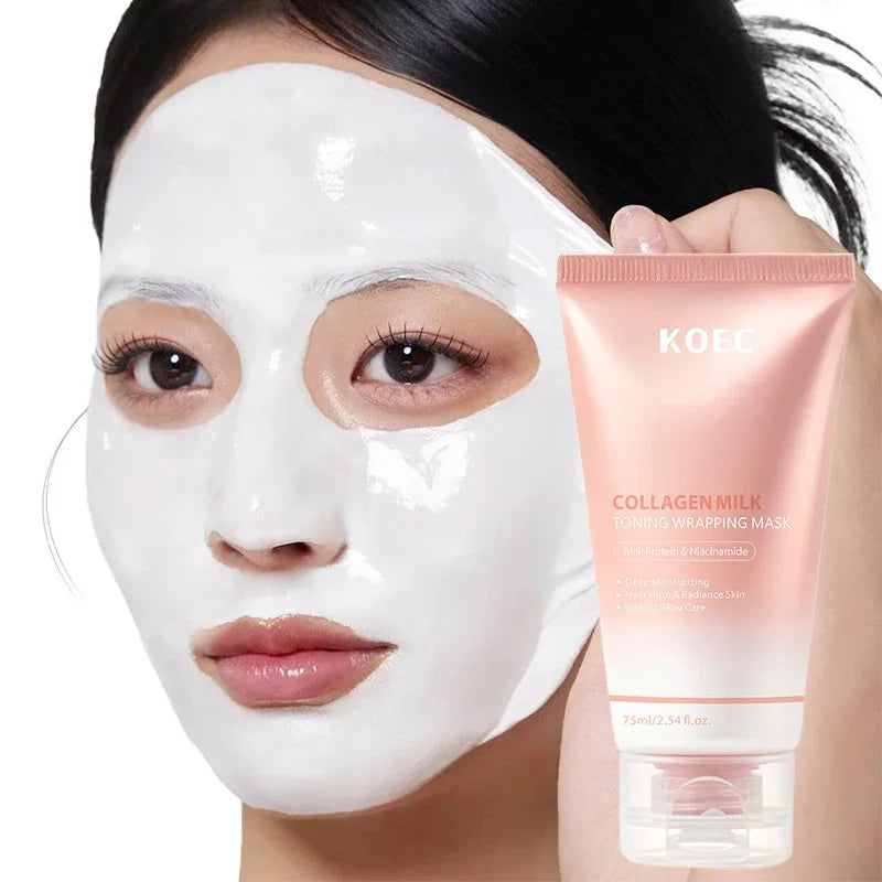 Collagen Milk Toning Wrapping Mask Deep Hydration&amp;Radiance Skin Instant Glow Care Milk Protein &amp; Niacinamide Milky Peel-off Mask