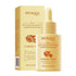 Facial Essence Serum in a pale gold glass dropper bottle with matching box, turmeric graphic, and red lettering.