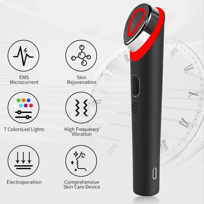 NEW Booster Pro Led Facial Light Therapy 7 Colors Eye Beauty Wand Red Light Eye Massager for Skincare &amp; Blue Rejuvenation Tool