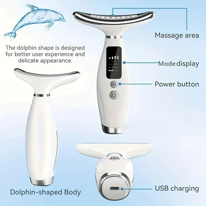 7 Colors LED Lights Face Neck Beauty Device Vibration Massage Improve Neck Lines Home Use Face Lifting Machine