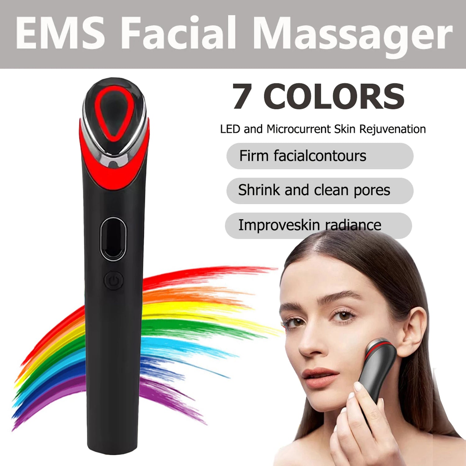 NEW Booster Pro Led Facial Light Therapy 7 Colors Eye Beauty Wand Red Light Eye Massager for Skincare &amp; Blue Rejuvenation Tool