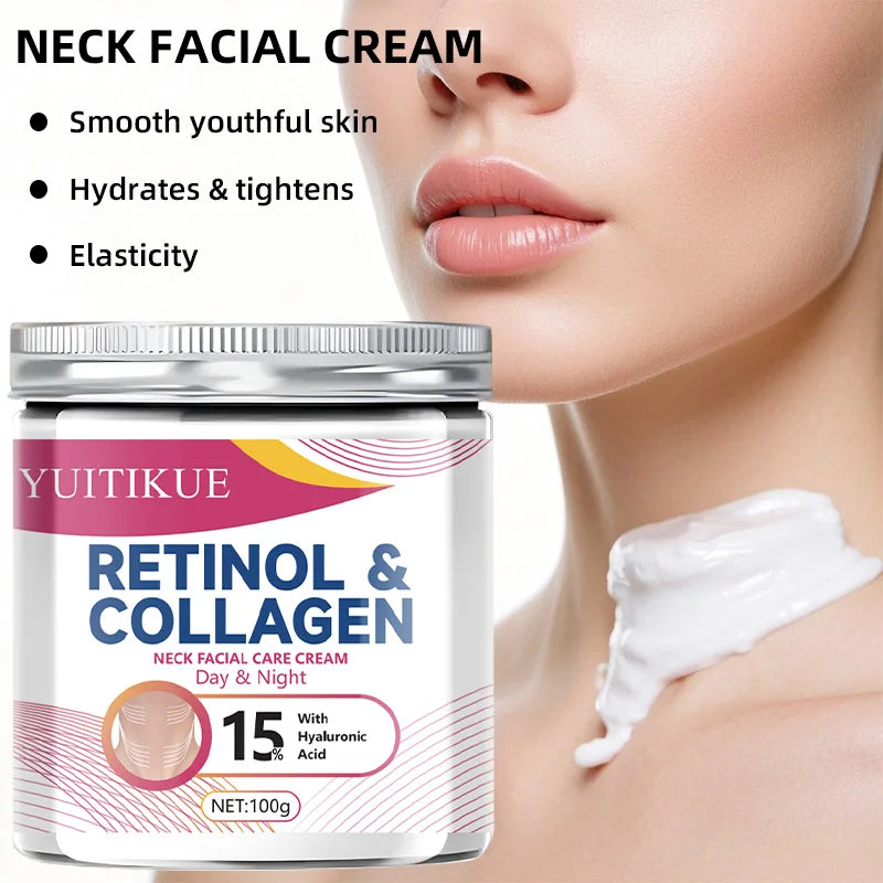 Collagen neck cream that reduces neck wrinkles, lifts and firms the skin, and moisturizes to beautify the neck.
