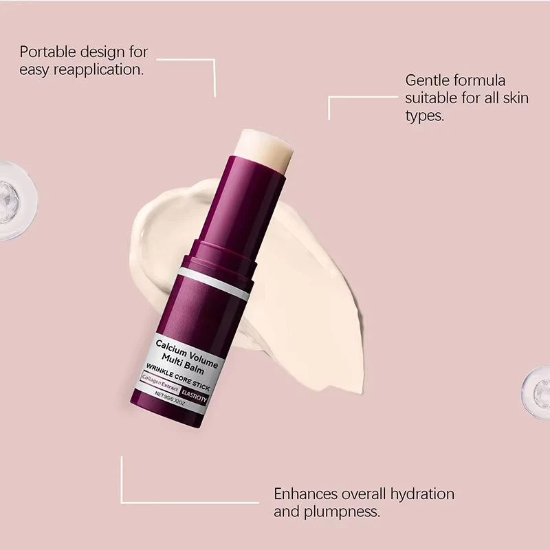 Calcium Volume Multi Balm Korean Skincare Stick,Face &amp; Eye Cream,Collagen Deep Moisturizing Anti-Wrinkle,Suitable for Pre Makeup