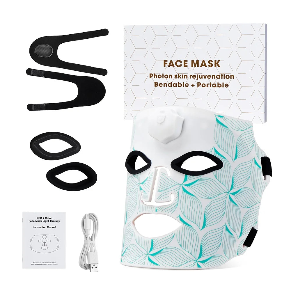 LED Silicone Mask 7 Color LED Facial Beauty Mask Photon Face Mask Anti-aging Repair Skin Firming Silicone Face Mask Machine