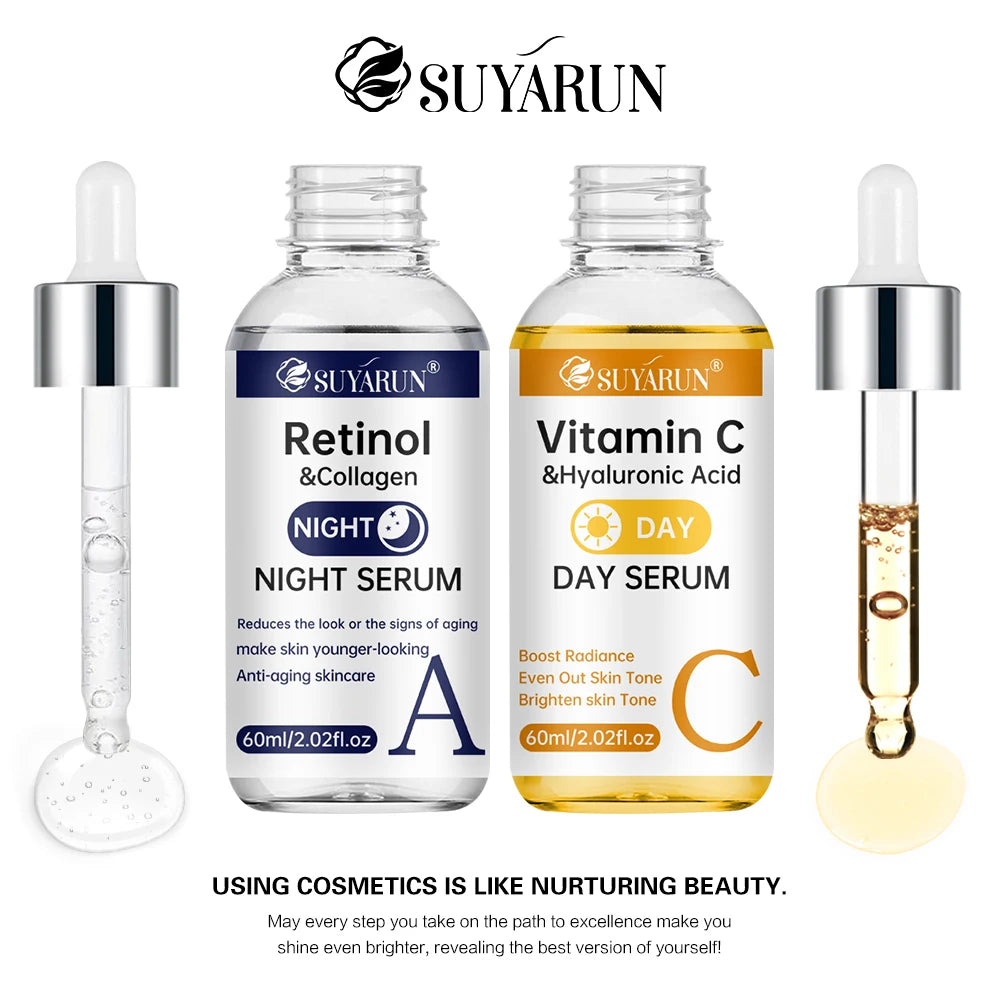 SUYARUN Day Vitamin C Night Retinol Serum - Brightening &amp; Anti-Aging | 2-in-1 Formula for Skin Repair | All Skin Types.