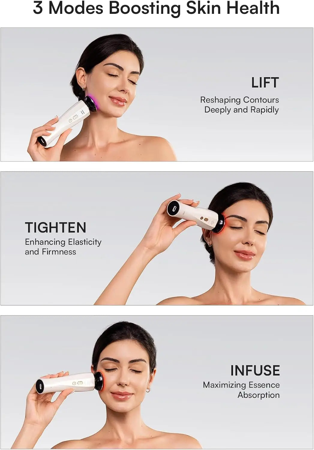 Three in one red light facial and neck beauty device, a skincare tool that eliminates skin swelling and tightens the skin