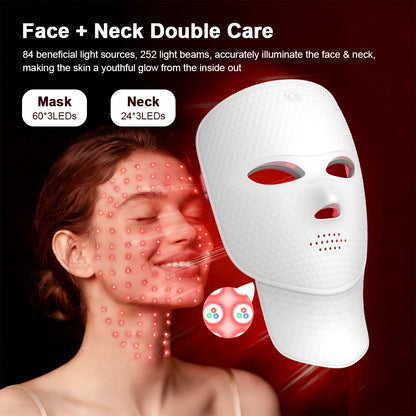 2 In 1 Facial LED Mask with Neck 7 Colors LED Face Mask Skin Care Facial Neck Beauty Mask Home Use Beauty Machine