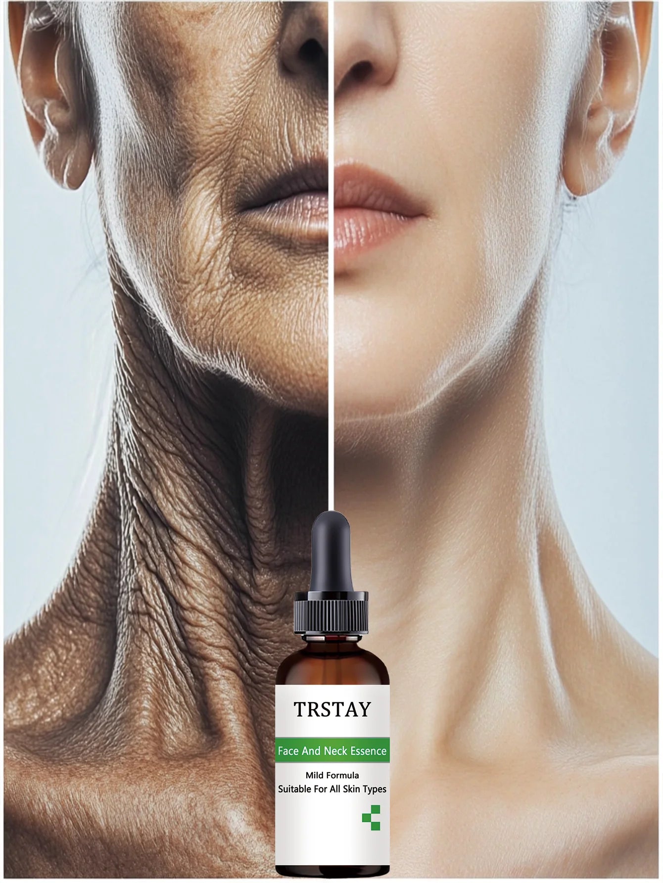 Moisturizing essence moisturizes the neck, evens the skin tone, and makes the skin look smoother