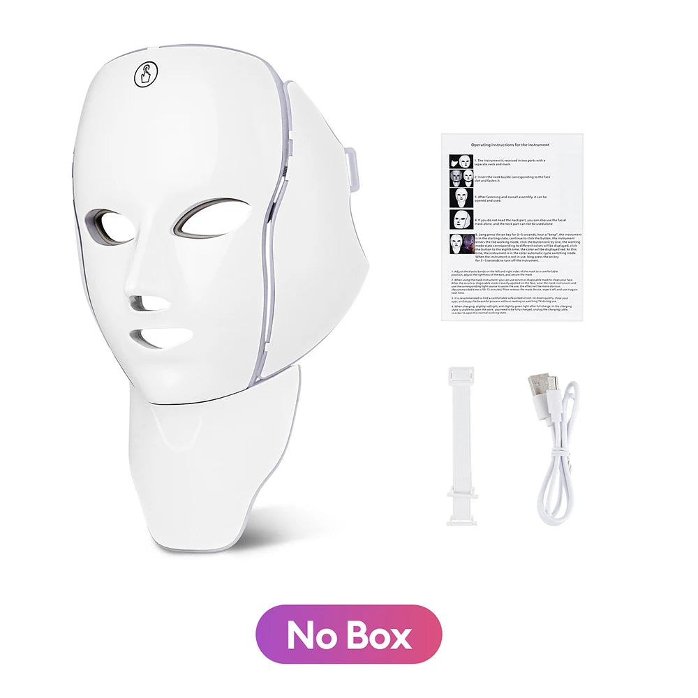 LED Facial Mask with 7 Colors Light Wireless LED Face Mask Neck Care Beauty Mask Skin Care Machine