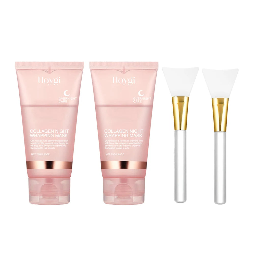 2pcs Collagen Overnight Facial Mask Deep Pore Cleansing Peel off Oil Control Turmeric Night Face Mask for Skin Care