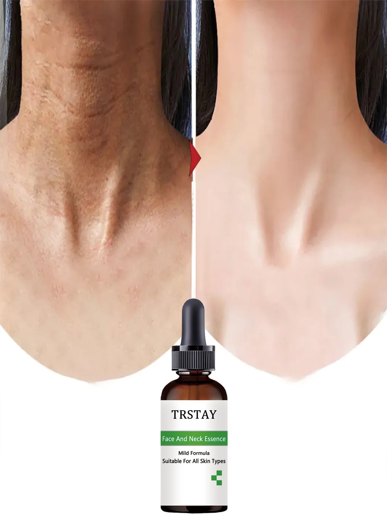 Moisturizing essence moisturizes the neck, evens the skin tone, and makes the skin look smoother