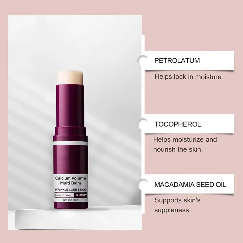 Calcium Volume Multi Balm Korean Skincare Stick,Face &amp; Eye Cream,Collagen Deep Moisturizing Anti-Wrinkle,Suitable for Pre Makeup
