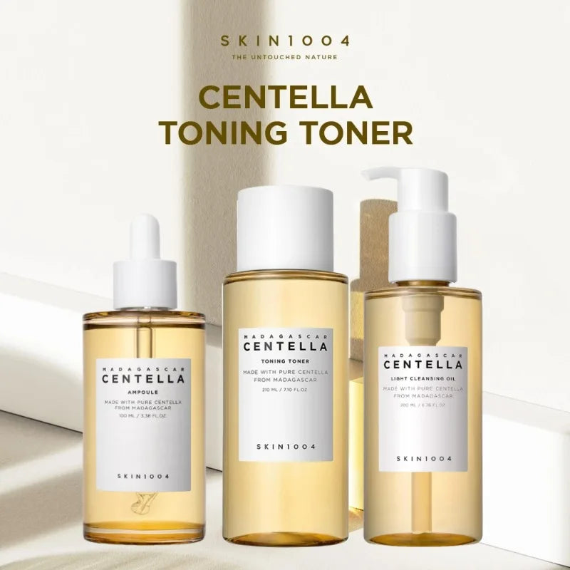 Korean SKIN1004 Skincare Centella 3pcs Set,Toning Toner,Pore Care Light Cleansing Oil,Facail Serum for Soothing Sensitive Skin