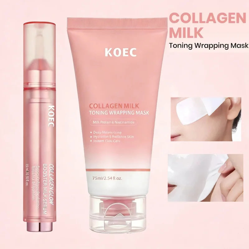 Collagen Milk Toning Wrapping Mask Deep Hydration&amp;Radiance Skin Instant Glow Care Milk Protein &amp; Niacinamide Milky Peel-off Mask
