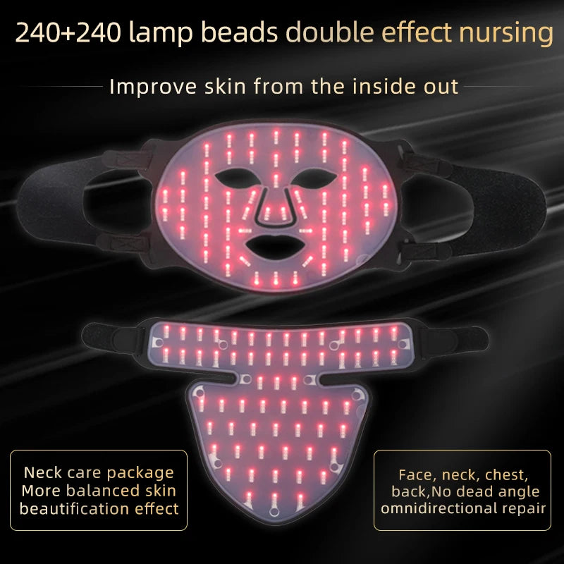Hot Sale 4 Colors 460NM 590NM 630NM 850NM NIR Near Infrared LED Facial Face Red Light Therapy Mask