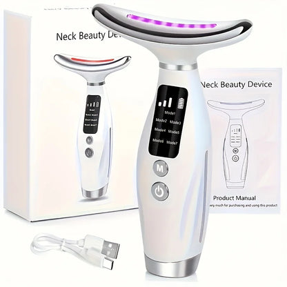 7 Colors LED Lights Face Neck Beauty Device Vibration Massage Improve Neck Lines Home Use Face Lifting Machine