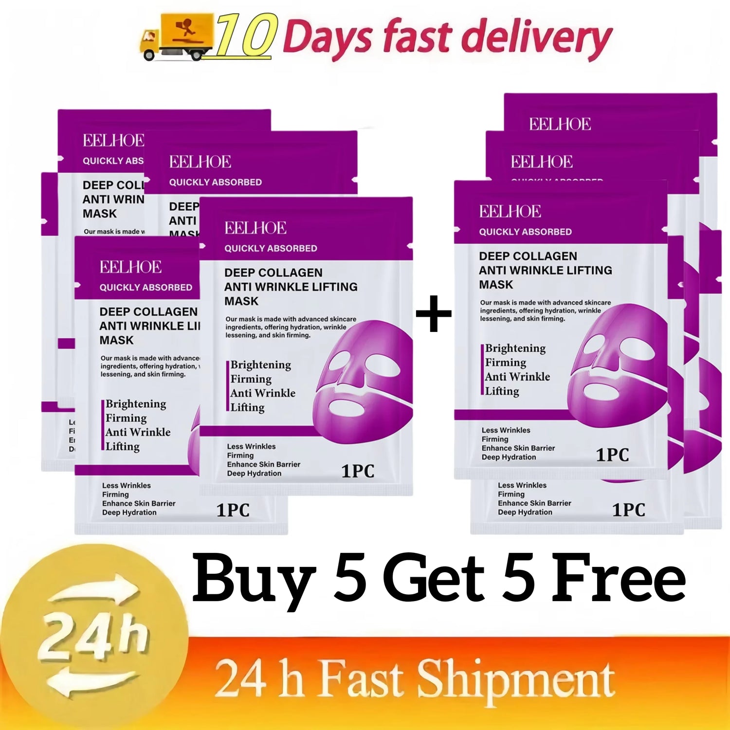 Collagen Anti Wrinkle Facial Mask Anti Aging Fade Fine Lines Firm Skin Whitening Moisturizing Lifting SkinCare Korean Cosmetics