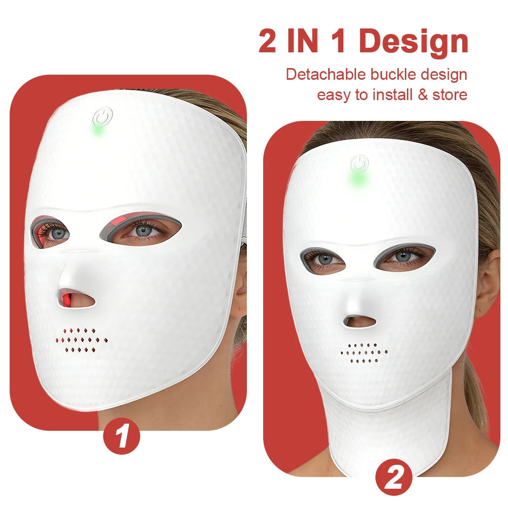 2 In 1 Facial LED Mask with Neck 7 Colors LED Face Mask Skin Care Facial Neck Beauty Mask Home Use Beauty Machine