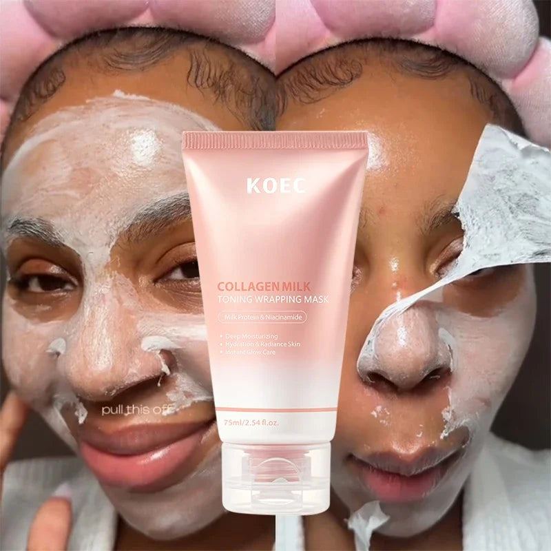 Collagen Milk Toning Wrapping Mask Deep Hydration&amp;Radiance Skin Instant Glow Care Milk Protein &amp; Niacinamide Milky Peel-off Mask