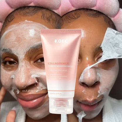 Collagen Milk Toning Wrapping Mask Deep Hydration&amp;Radiance Skin Instant Glow Care Milk Protein &amp; Niacinamide Milky Peel-off Mask