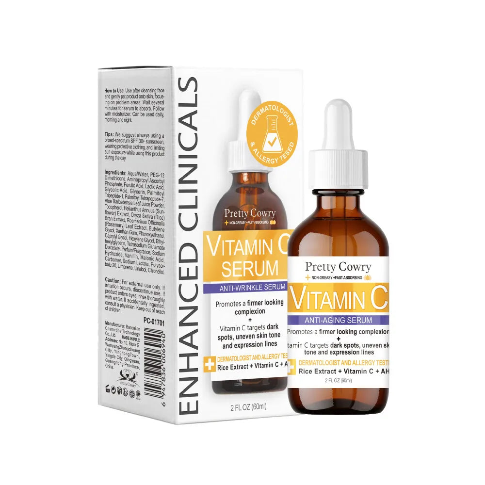 Vitamin C Anti-Wrinkle Serum Fades dark spots Evens skin tone Reduces fine lines 60ml non greasy Fast absorbing facial serum