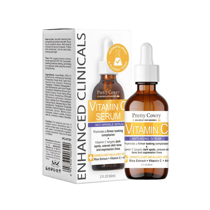 Vitamin C Anti-Wrinkle Serum Fades dark spots Evens skin tone Reduces fine lines 60ml non greasy Fast absorbing facial serum