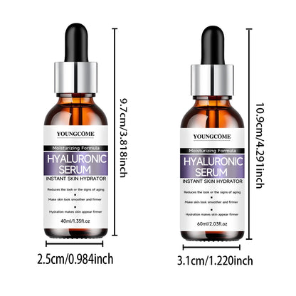 Hyaluronic Acid Face Serum Instant Hydration Moisturizer for Smooth Plump Skin - Brighten skin Daily Skincare Essence 40/60ML