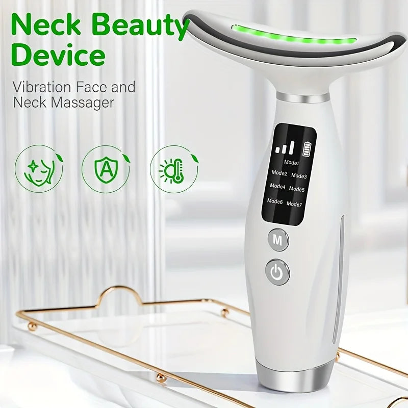 7 Colors LED Lights Face Neck Beauty Device Vibration Massage Improve Neck Lines Home Use Face Lifting Machine