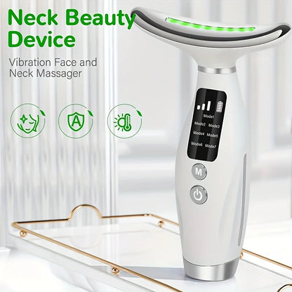 7 Colors LED Lights Face Neck Beauty Device Vibration Massage Improve Neck Lines Home Use Face Lifting Machine