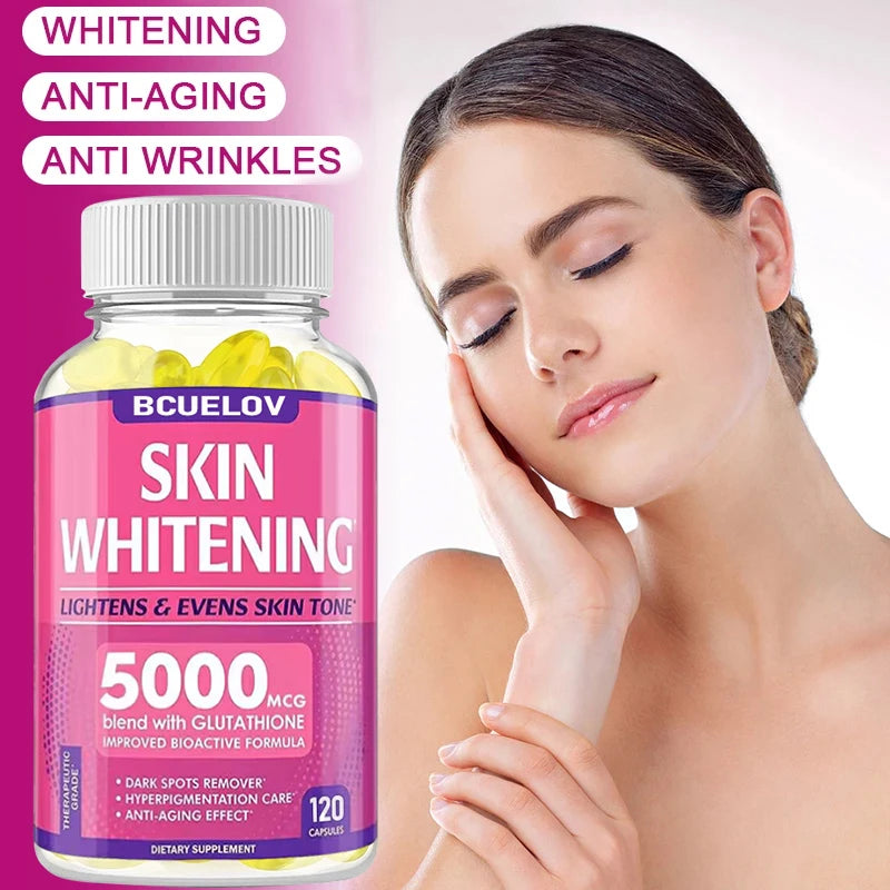 Skin Whitening with L-Glutathione 5000mcg Dark Spot Brightening, Anti-Aging, Antioxidant Capsules
