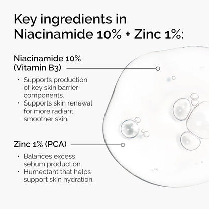 30ml of 10% Niacinamide+1% Zinc, Suitable for Smooth Serum on Skin Prone To Problems, Suitable for Both Men and Women