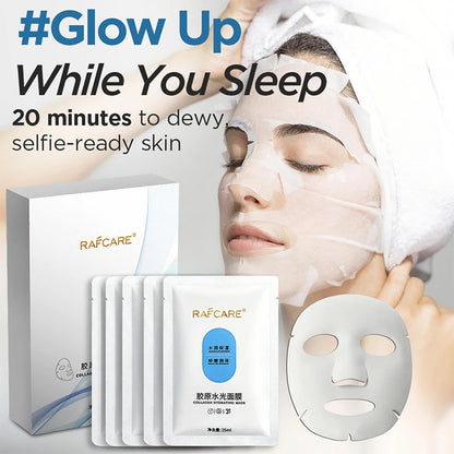 Bio Collagen Face Mask Shrink Deep Hydrating Overnight Mask Moisturizing Refreshing Brightening Face Skin Care 5Piece Set