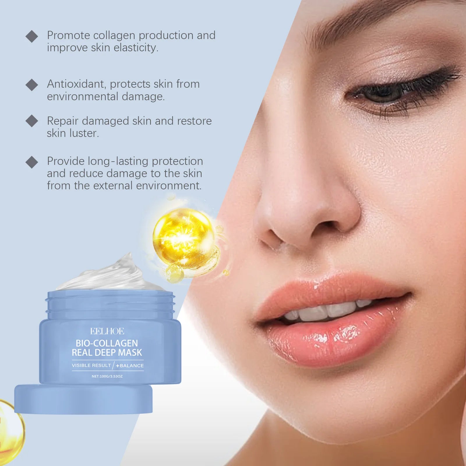 EELHOE Bio Collagen Face Mask Peel off Moisturizing Facial Nicotinamide Smooth Face Skin Deep Cleansing Blackhead Peel off Mask