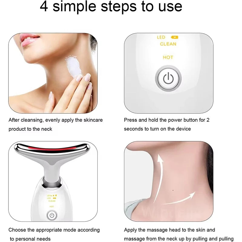 7 Colors LED Lights Face Neck Beauty Device Vibration Massage Improve Neck Lines Face Lifting Machine for Wrinkles, Double Chin4