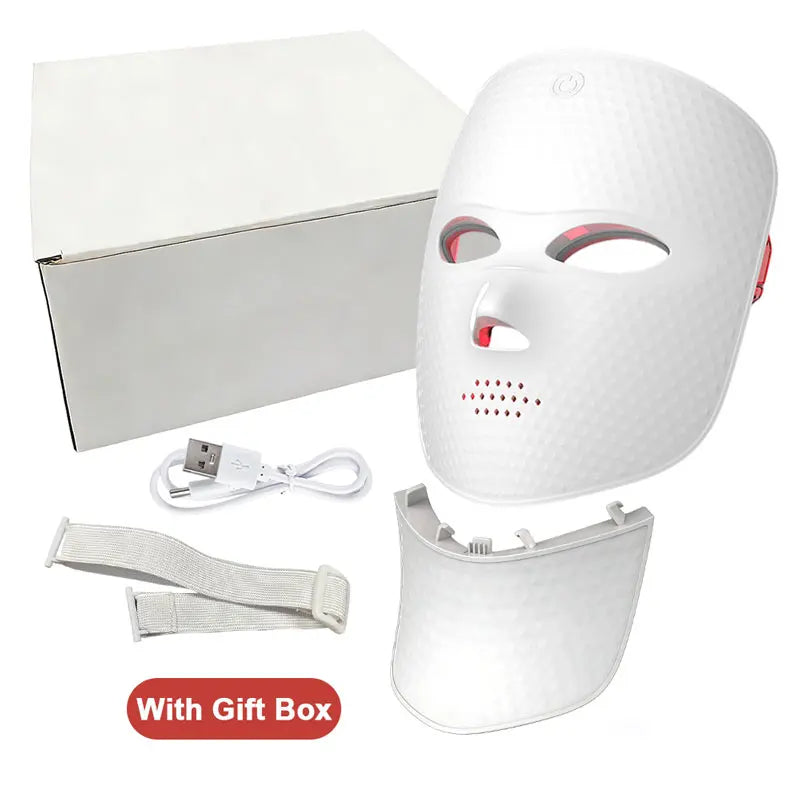 2 In 1 Facial LED Mask with Neck 7 Colors LED Face Mask Skin Care Facial Neck Beauty Mask Home Use Beauty Machine
