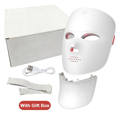 2 In 1 Facial LED Mask with Neck 7 Colors LED Face Mask Skin Care Facial Neck Beauty Mask Home Use Beauty Machine